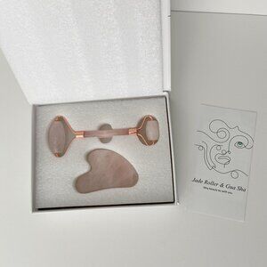 Baimei Skincare Beauty Pink Rose Gold Jade Roller and Gua Sha Stone